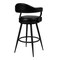 Armen Living Amador 30" Bar Height Barstool in a Black Powder Coated Finish and Vintage Black Faux Leather 721535746972 - alternate 5